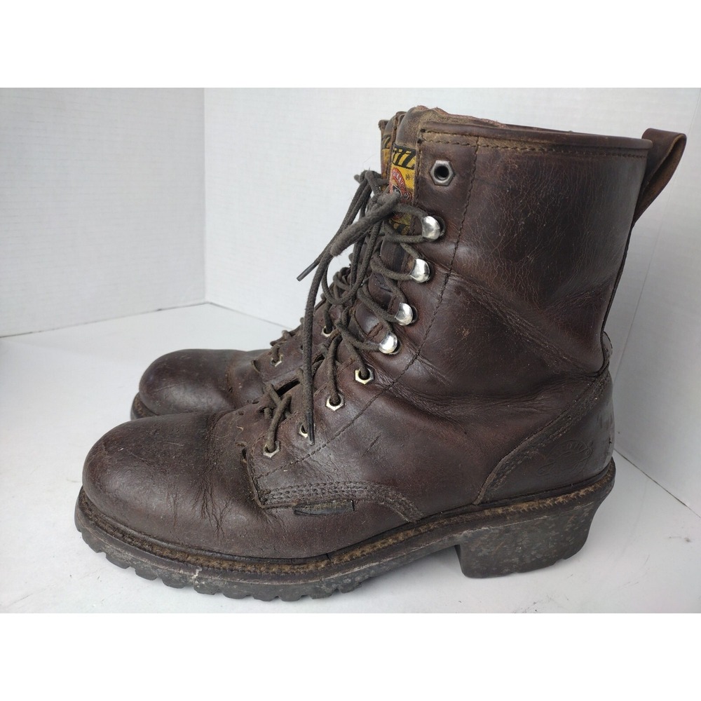 Justin Men's Original Work Boots Brown Size 10.5 EE Style WK 625 Lace Up - Logo - Picture 2 of 8